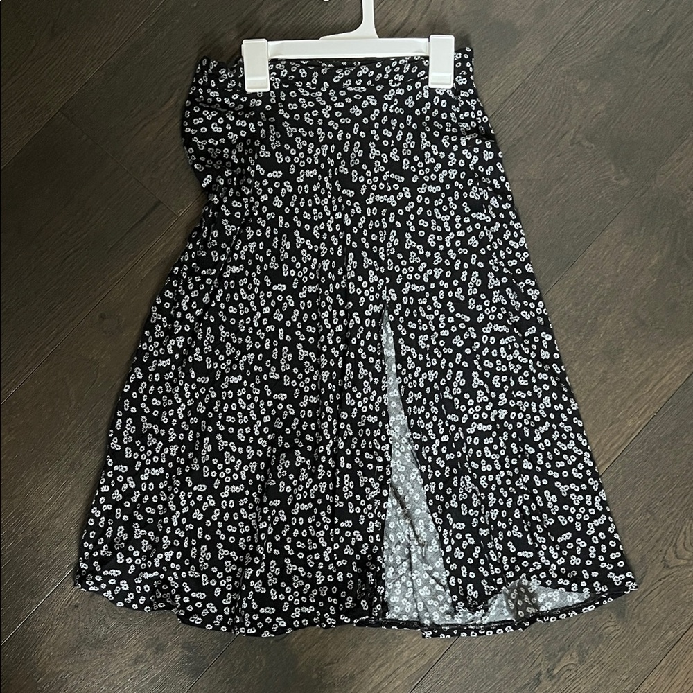 SHEIN Black and White Dotted Midi Skirt